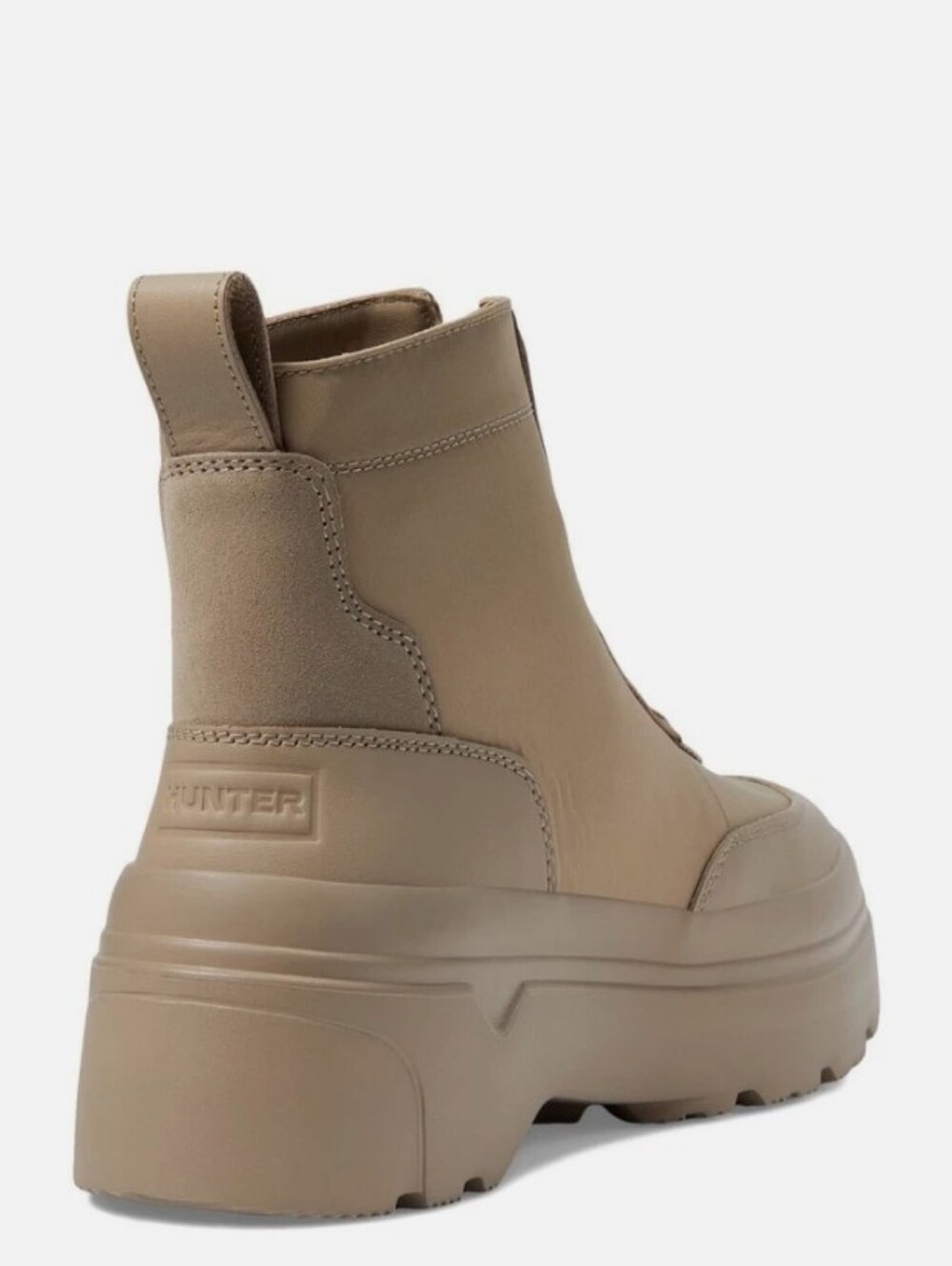 Hunter Beige Platform Zip Ankle Boots Women Size 8 NWOB